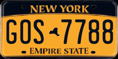NY license plate GOS7788