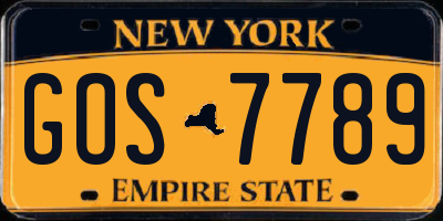 NY license plate GOS7789