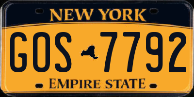 NY license plate GOS7792