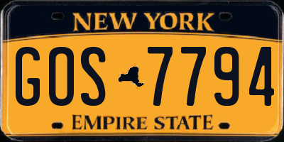 NY license plate GOS7794