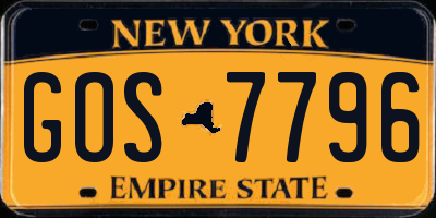 NY license plate GOS7796