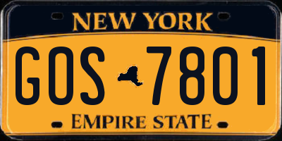 NY license plate GOS7801