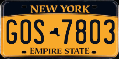 NY license plate GOS7803