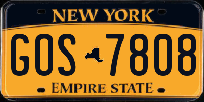 NY license plate GOS7808