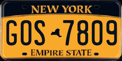 NY license plate GOS7809