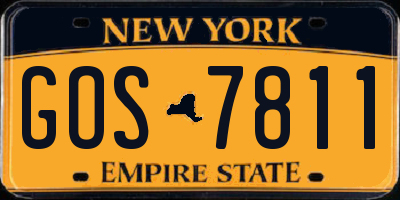 NY license plate GOS7811
