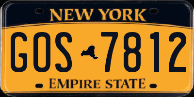 NY license plate GOS7812