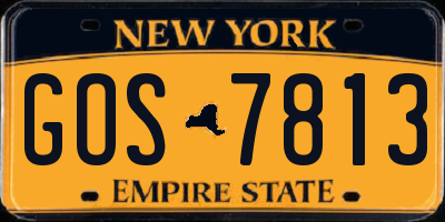 NY license plate GOS7813