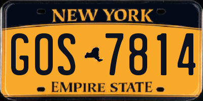 NY license plate GOS7814