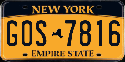 NY license plate GOS7816