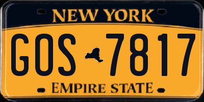 NY license plate GOS7817