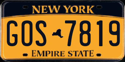 NY license plate GOS7819