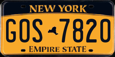 NY license plate GOS7820