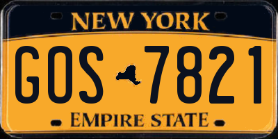 NY license plate GOS7821