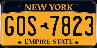 NY license plate GOS7823