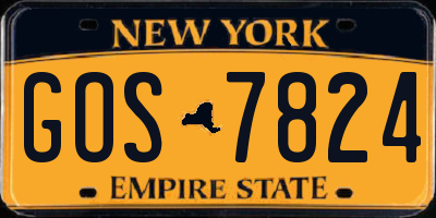 NY license plate GOS7824