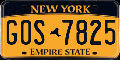 NY license plate GOS7825