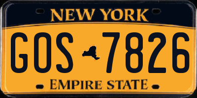 NY license plate GOS7826