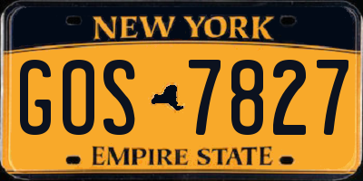 NY license plate GOS7827