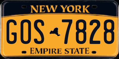 NY license plate GOS7828