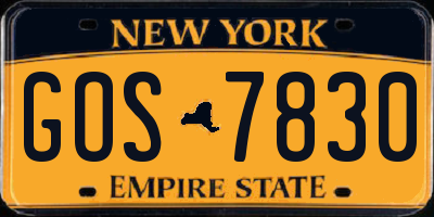 NY license plate GOS7830