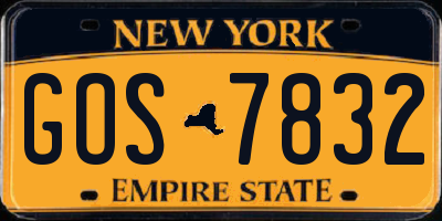 NY license plate GOS7832