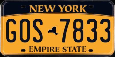 NY license plate GOS7833