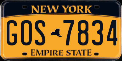NY license plate GOS7834