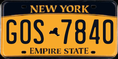 NY license plate GOS7840