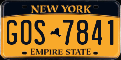 NY license plate GOS7841