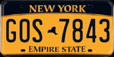 NY license plate GOS7843