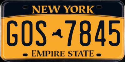 NY license plate GOS7845