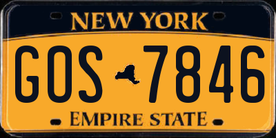 NY license plate GOS7846