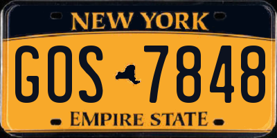 NY license plate GOS7848