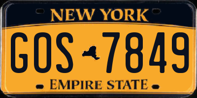 NY license plate GOS7849