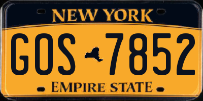 NY license plate GOS7852
