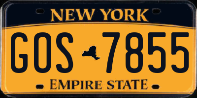 NY license plate GOS7855