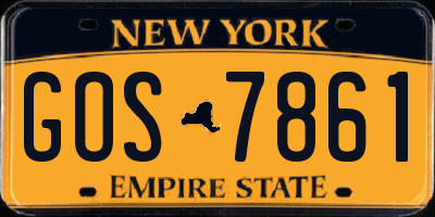 NY license plate GOS7861