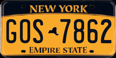 NY license plate GOS7862