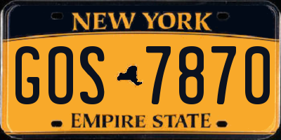 NY license plate GOS7870