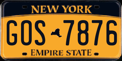 NY license plate GOS7876