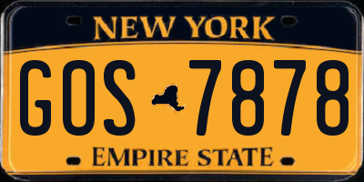 NY license plate GOS7878