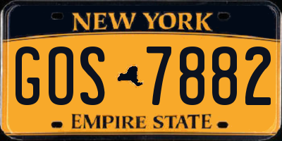 NY license plate GOS7882