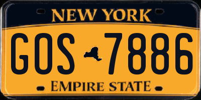 NY license plate GOS7886