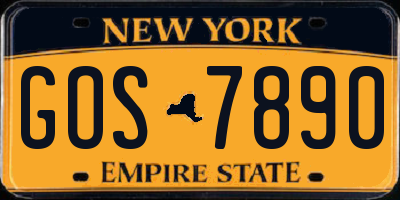 NY license plate GOS7890