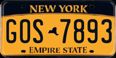 NY license plate GOS7893