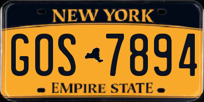 NY license plate GOS7894