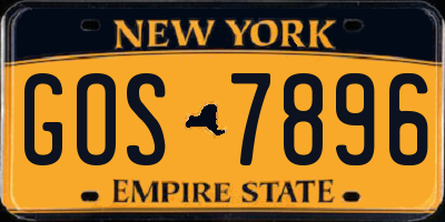 NY license plate GOS7896