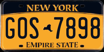 NY license plate GOS7898