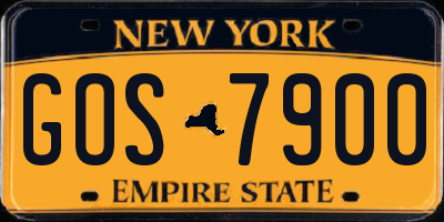 NY license plate GOS7900